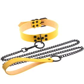 Personalized leather collar (Color: Yellow)