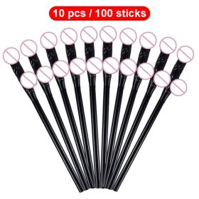 10Pcs Drinking Penis Straws Bride Shower Sexy Hen Night Drink Penis Dick Novelty Nude Straw For Bar Bachelorette Party Supplies (Color: Black, Ships From: China)