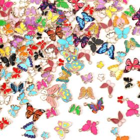 MARFOREVER 120 Pieces Butterfly Ornaments For Jewelry Making, All Kinds Of Gold Enamel Butterfly Pendants For DIY Necklaces, Brracelets, Earrings (Option: 120Pieces)